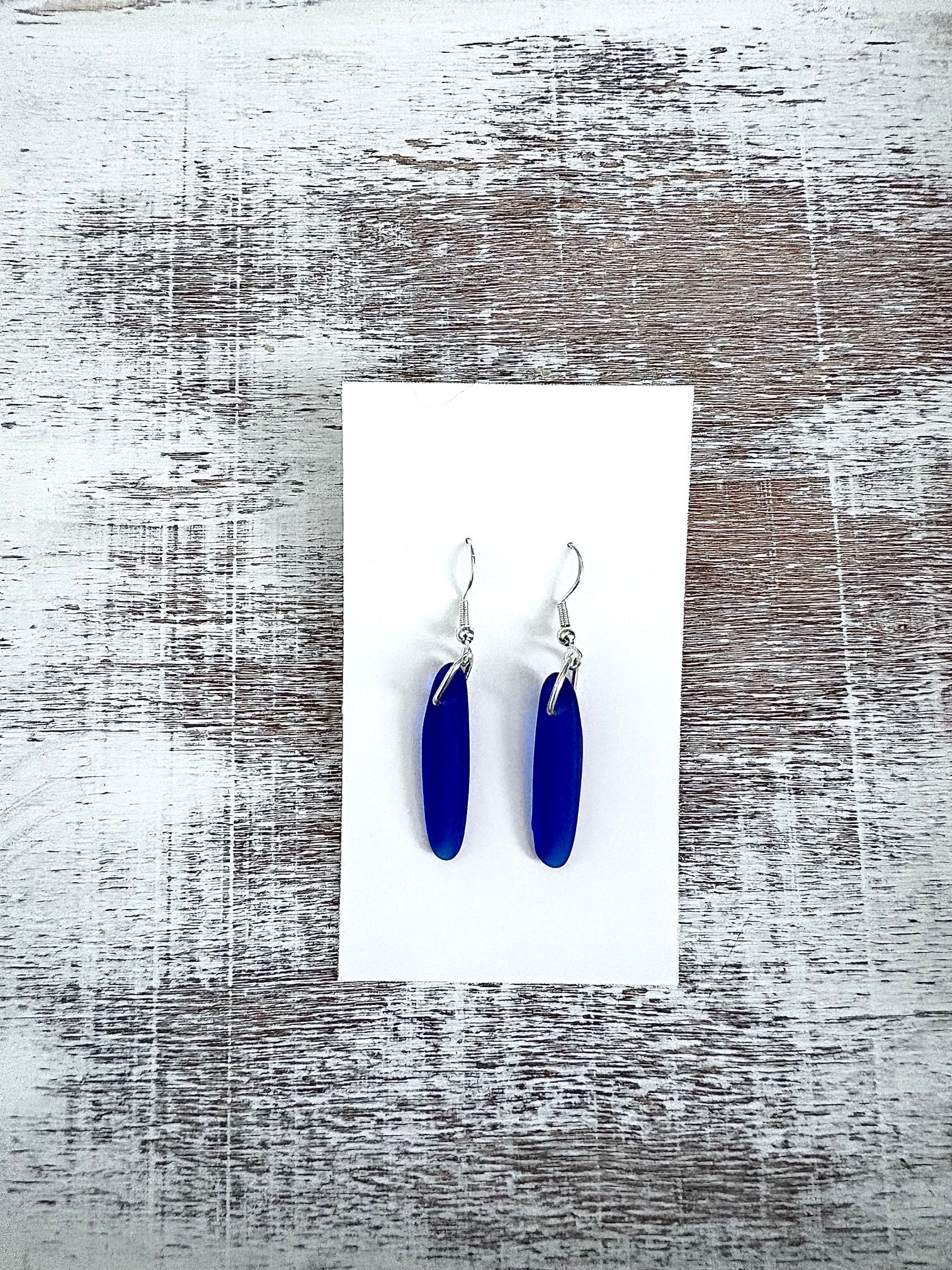 MFD-00105 or MFD-00106 | Sea Glass Drop Earrings | Sapphire Blue | Handmade Coastal Charm Jewelry by Monique Faella Designs™ product image (2)