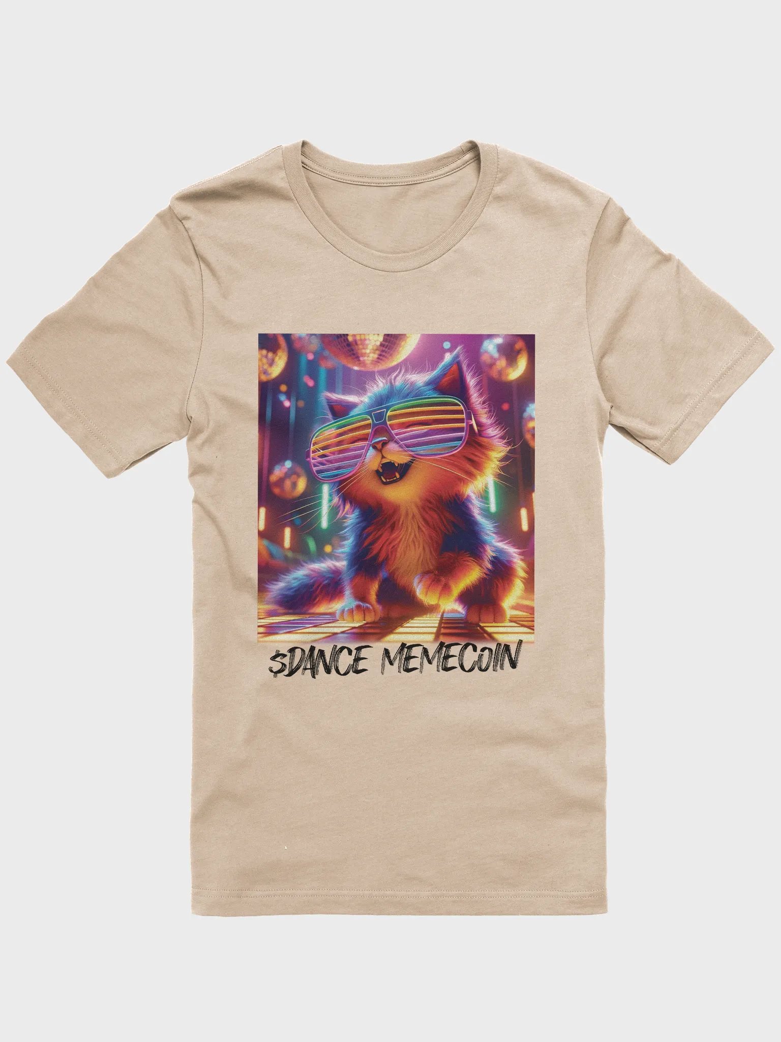 PARTY KITTY - DANCE MEMECOIN - PREMIUM TEE - TAN product image (4)