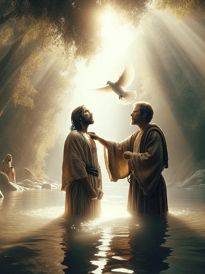 The Baptism of Jesus - Waters of Renewal | Inspirational Christian Digital Art | Matthew 3:13 Meaning product image (1)