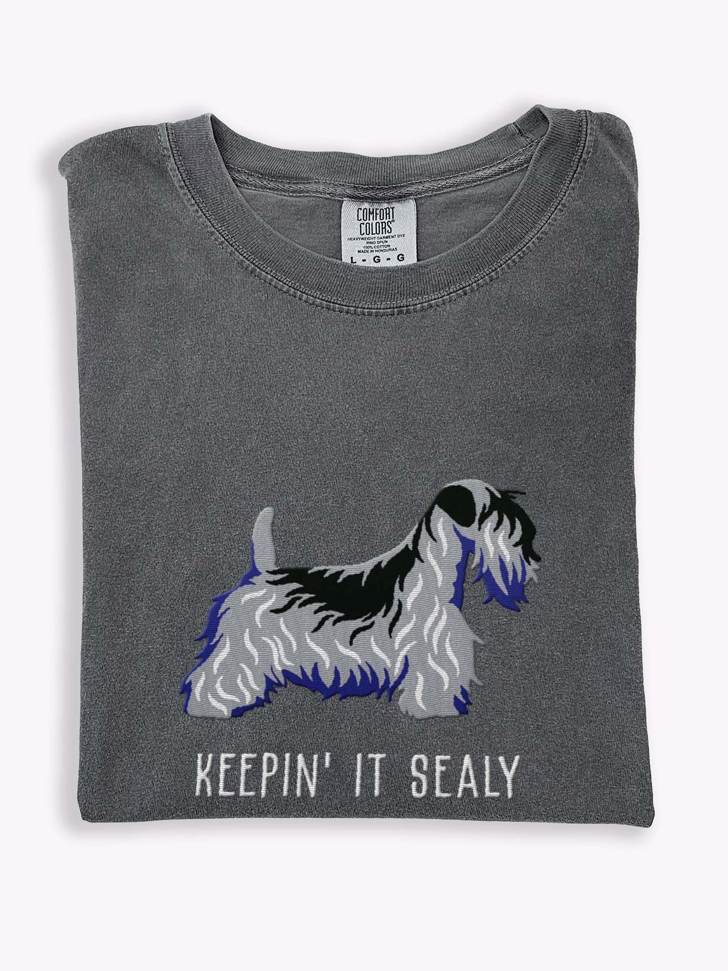 Keepin' It Sealy T-Shirt(Embroidered) of a Sealyham Terrier(Blue) product image (1)