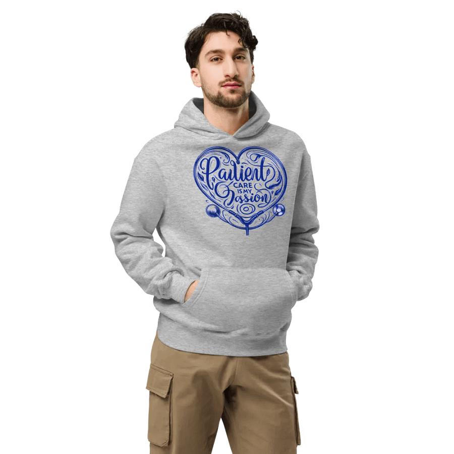 Passion Heart Blue Calligraphy Hoodie product image (7)
