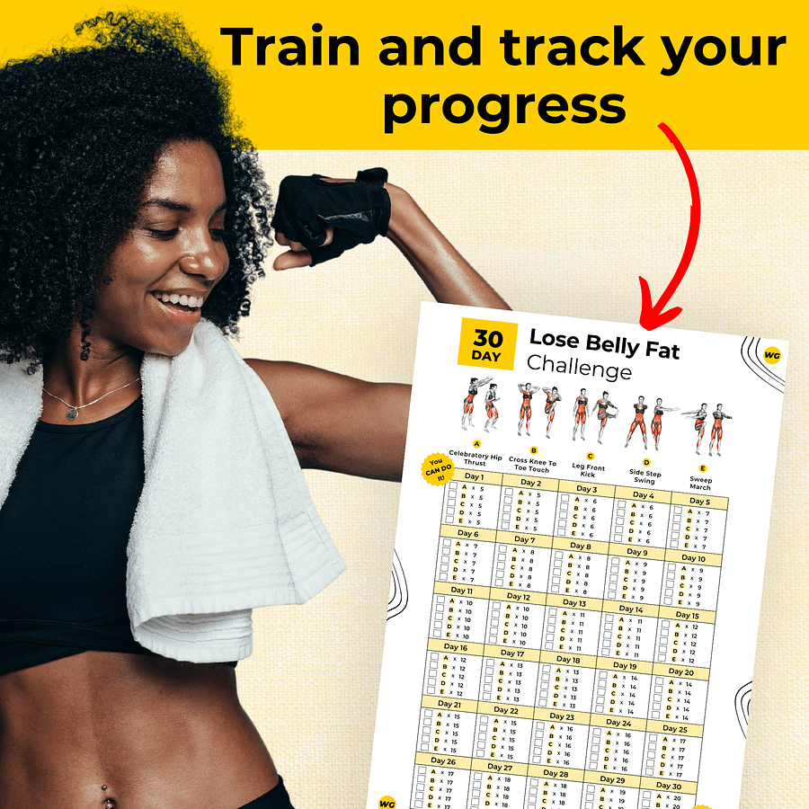 30 Day Lose Belly Fat Challenge - Printable Workout Tracker product image (2)