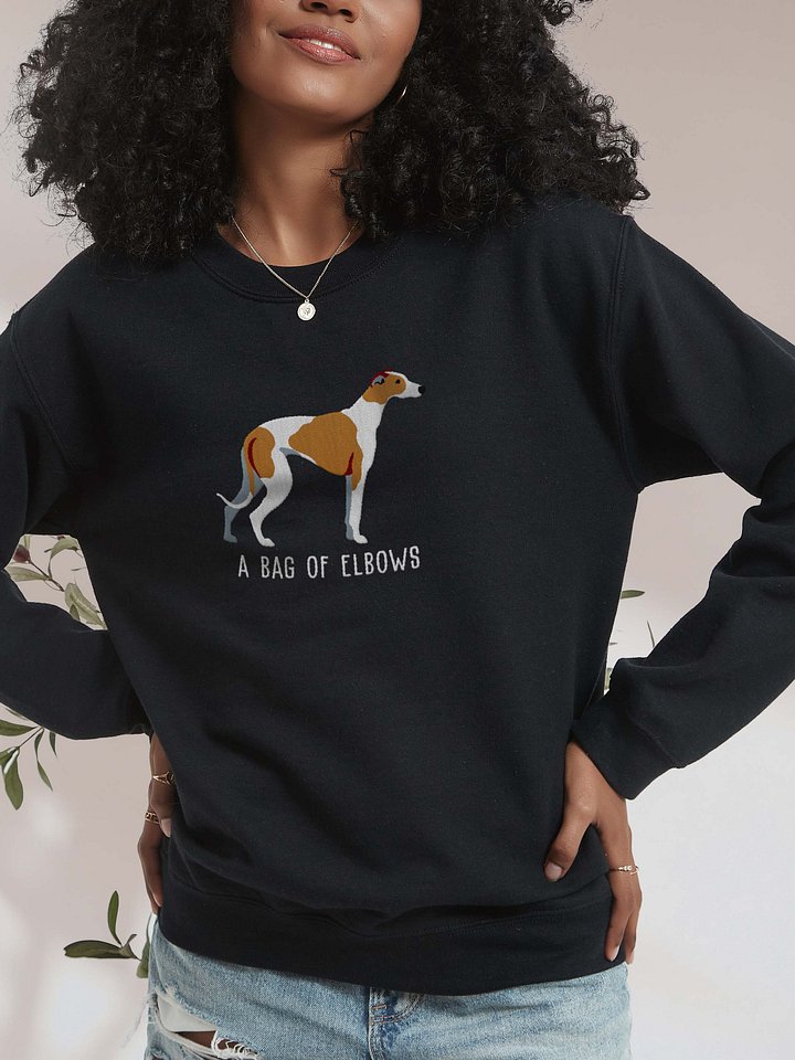 A Bag of Elbows Sweatshirt (Embroidered) of an English Greyhound(Brown & White) product image (2)