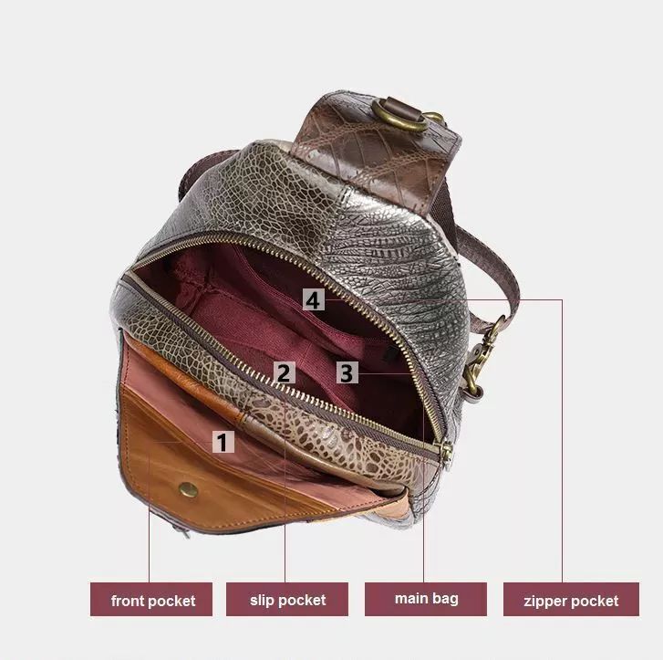 Women Genuine Cow Leather Purse Chest Bag Backpack Shoulder Bag Embossed Travel product image (4)