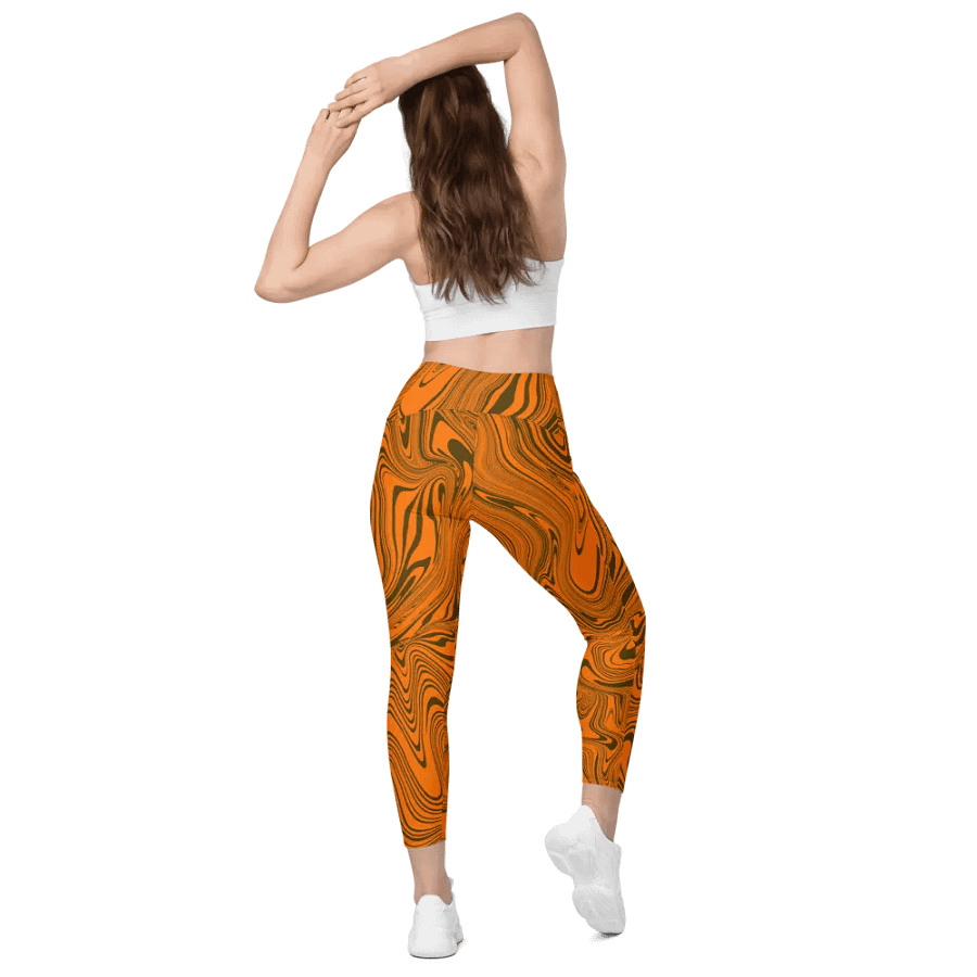 Leggings with Pockets - Abstract Orange Swirls product image (6)