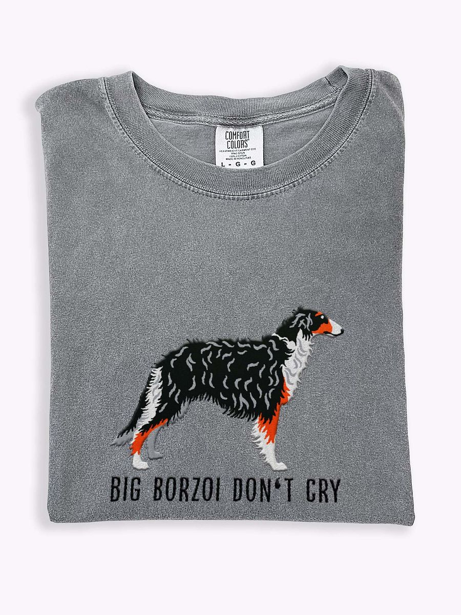 Big Borzoi Don't Cry T-Shirt(Embroidered) of a Borzoi(Black & Tan) product image (1)