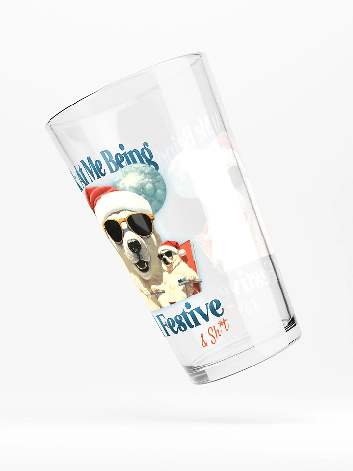 Festive Polar Bear Christmas Shaker Pint Glass - 16oz Premium Glass product image (2)