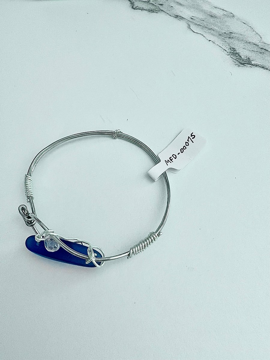Ocean Whispers Wire-Wrapped Sea Glass Bracelet | Handmade 6.75" Coastal Charm by Monique Faella Designs™ | MFD-00075 product image (12)