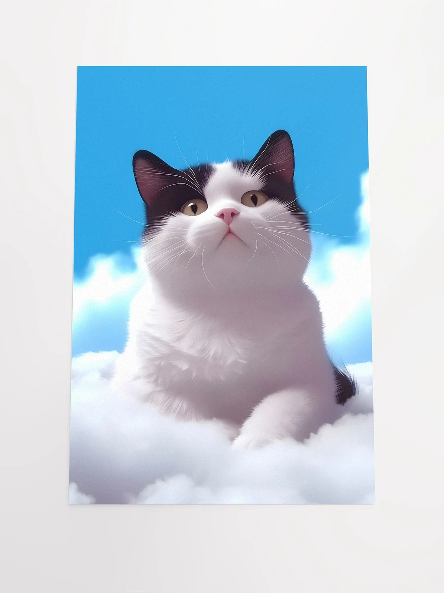 Black and White Cat Resting Among the Clouds Matte Poster product image (3)