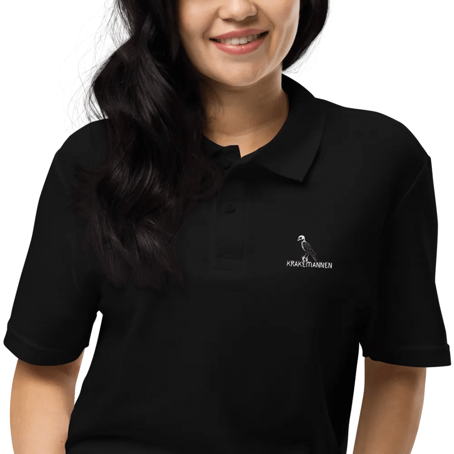 Unisex Pique Polo Shirt 🖤 Exclusive Embroidery a crow with a skeleton head product image (3)