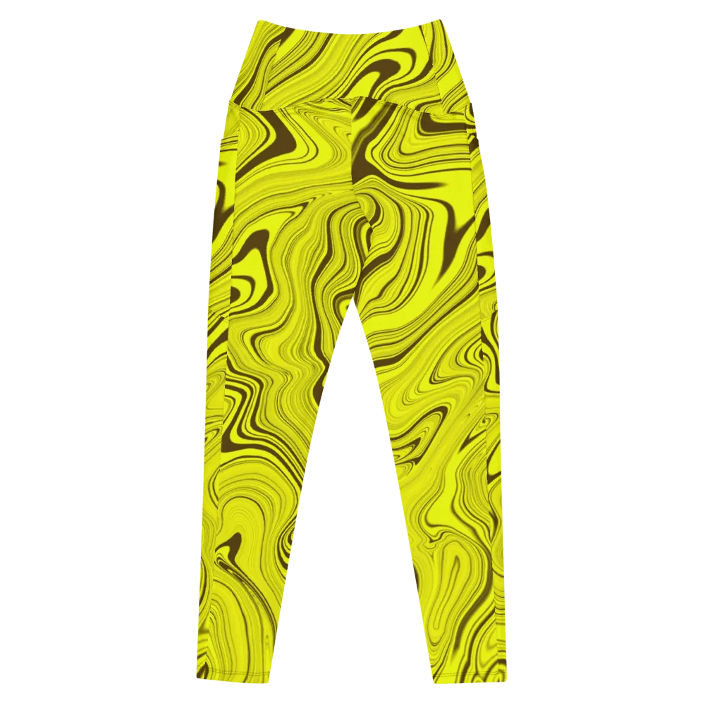 Leggings with Pockets - Yellow Liquid Swirls product image (7)