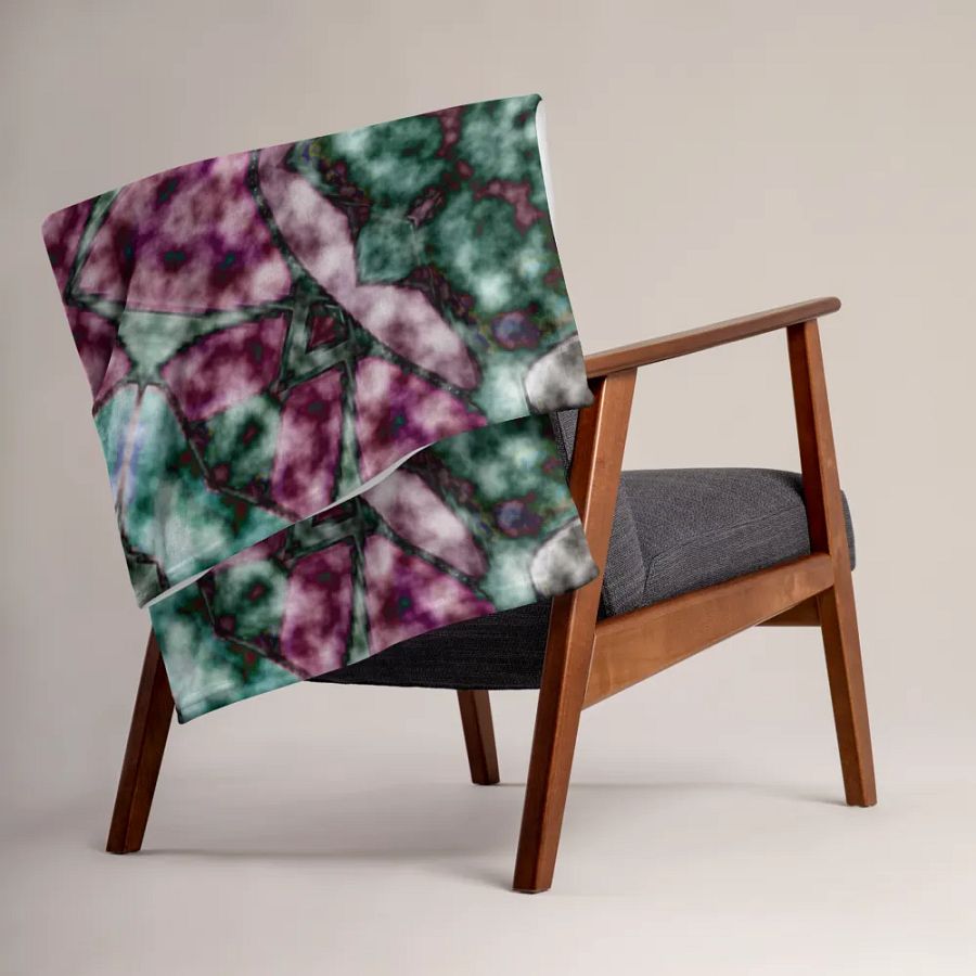 Bohemian 6 Pointed Madala Teal and Pink/ Throw Blanket by Allcolor product image (10)