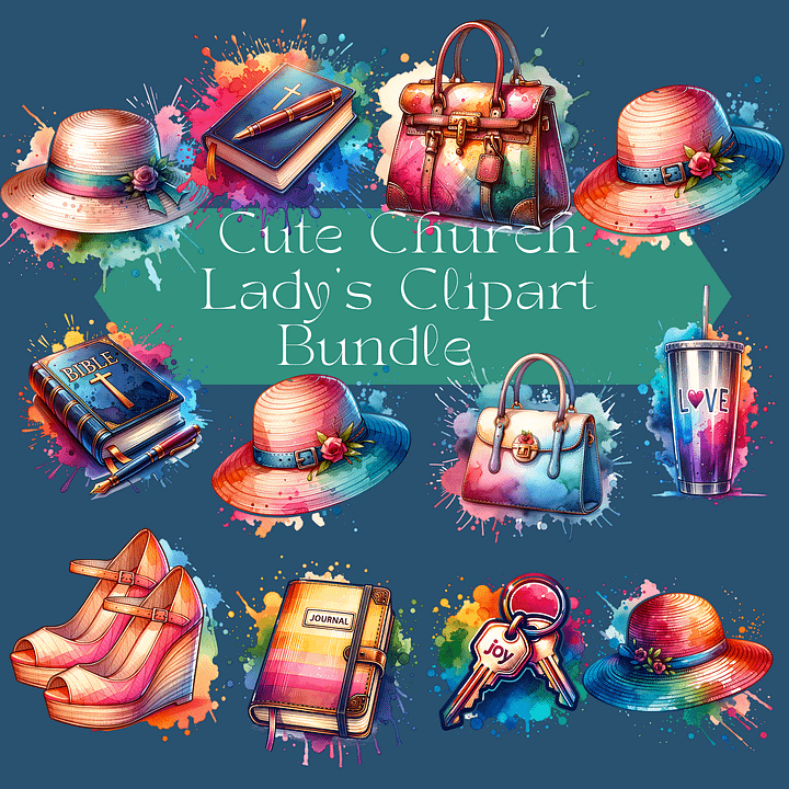 Cute Church Ladies Clipart Bundle product image (1)