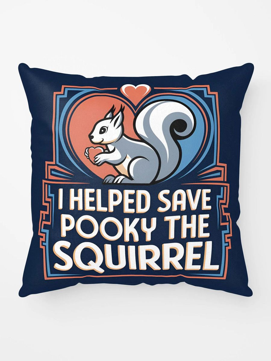 Comfy Pillow: I helped save Pooky the Squirrel. Navy with stylized geometric border product image (10)