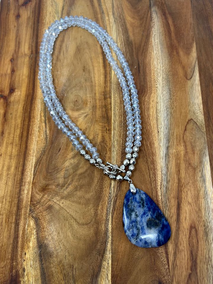 Handmade Convertible Necklace (Sodalite and Crystal) product image (2)