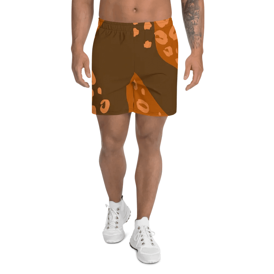 Flowing Orange Leopard Athletic Shorts product image (1)