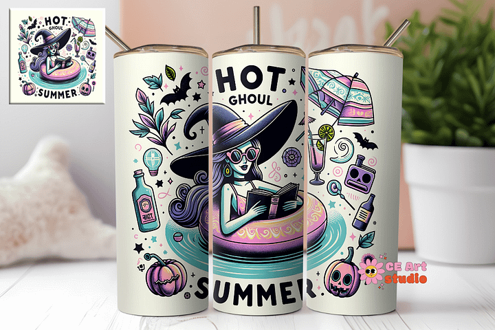 Hot Ghouls Summer Tumbler Wrap PNG product image (1)
