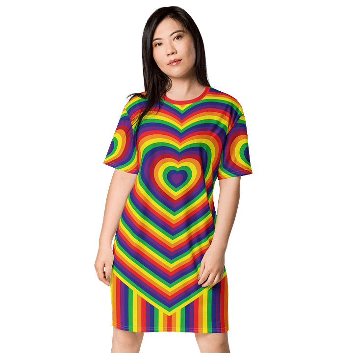 Rainbow Pride Hearts T-shirt Dress product image (1)