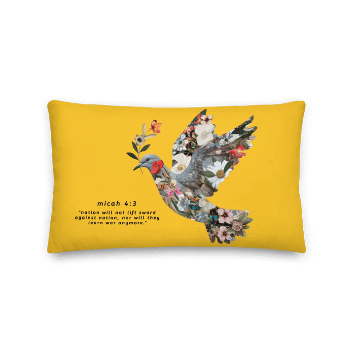 Floral Peace Dove | Micah 4:3 Red/Yellow Pillow product image (2)