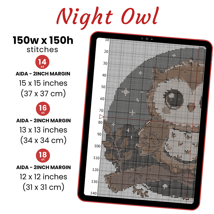 Night Owl Cross Stitch Pattern product image (2)