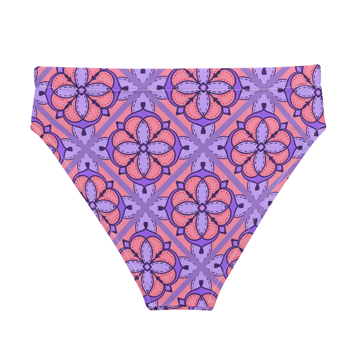 Peach and Lilac Symmetry Pattern High Waisted Bikini Bottom product image (2)