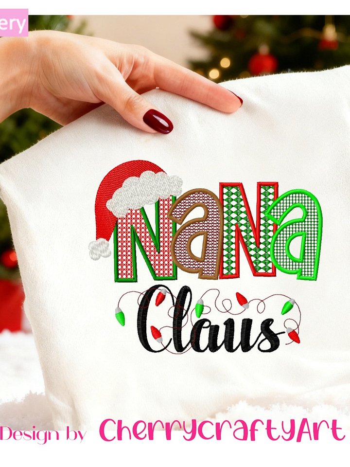 Nana Claus Embroidery Design for Family Decor – Instant Digital Download product image (1)