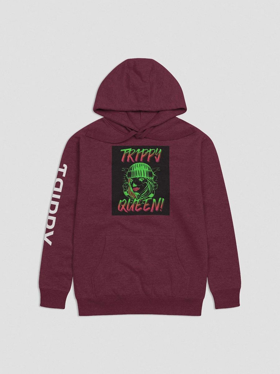 Trippy Queen Hoodie (Front Only) with White Sleeve Detail. product image (1)