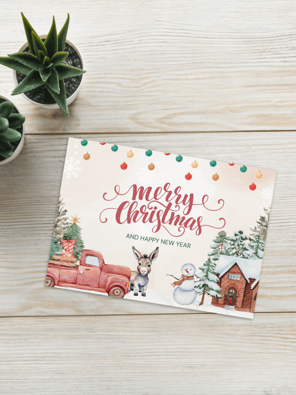 Festive Christmas Card With Donkey Image product image (1)