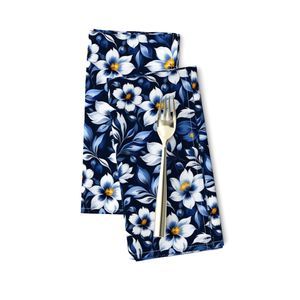 Seamless Pattern - Floral Pattern in Blue and White on Dark Blue Background product image (9)