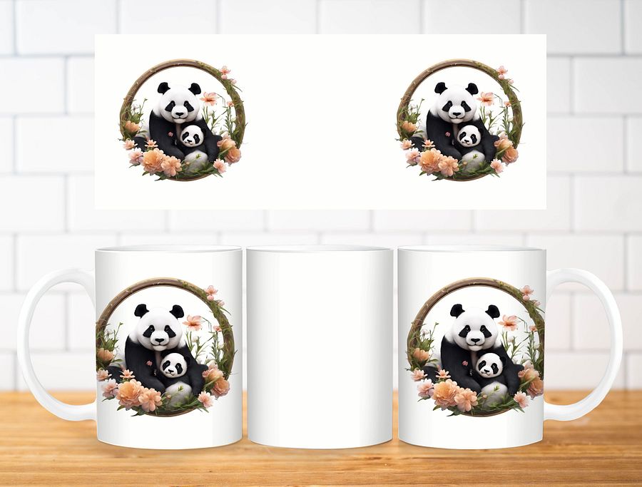 Cute Panda Mug Sublimation Design, 11oz & 20oz Mug Template, Mug Wrap Template PNG, Digital Download product image (2)
