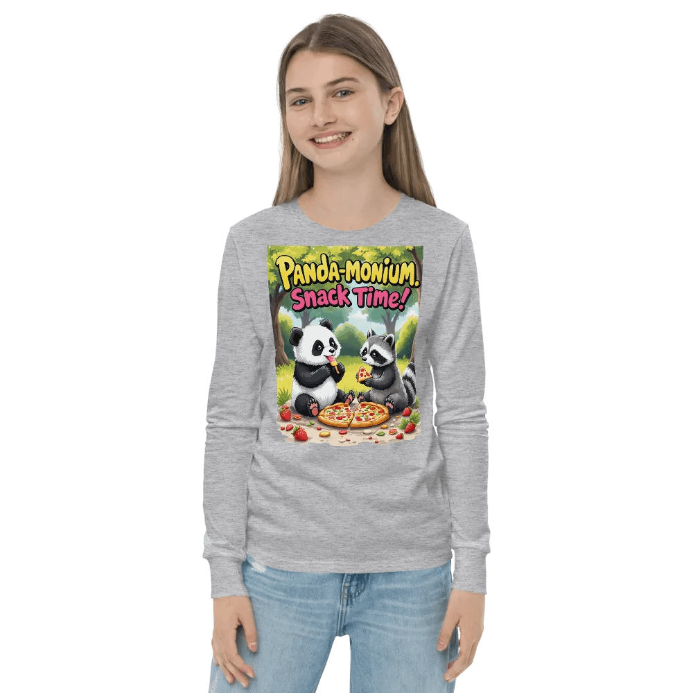 Panda-monium Snack Time! Youth Long Sleeve Tee product image (20)