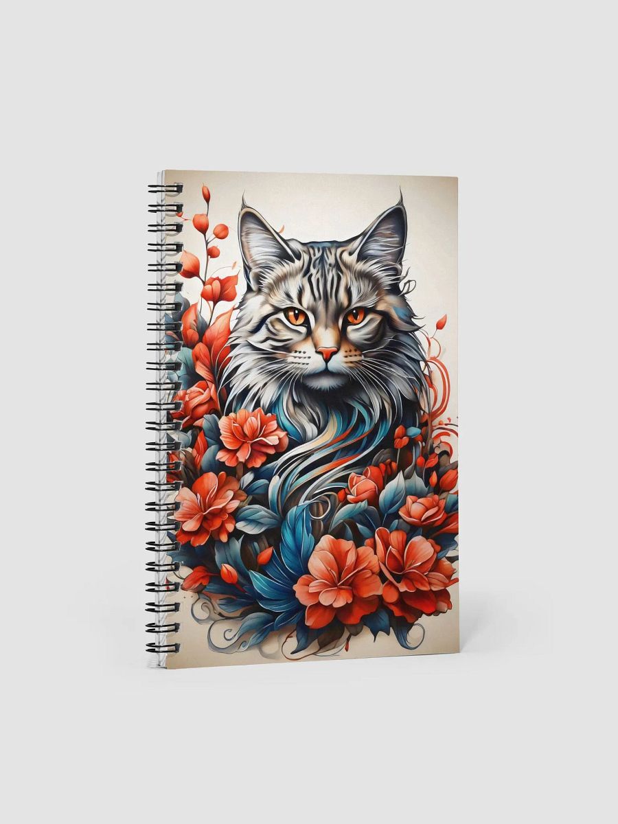 Cat with Fiery Florals Spiral Notebook product image (1)