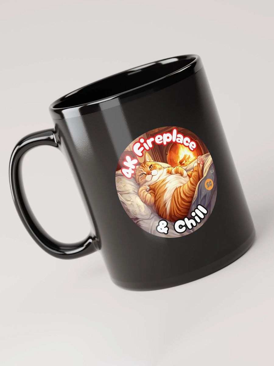 Cozy Cat - 4K Fireplace & Chill | Black Glossy Mug product image (6)