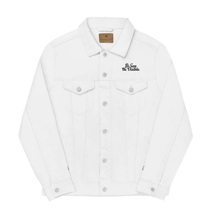 Embroidered Classic White Unisex Denim Jacket product image (1)