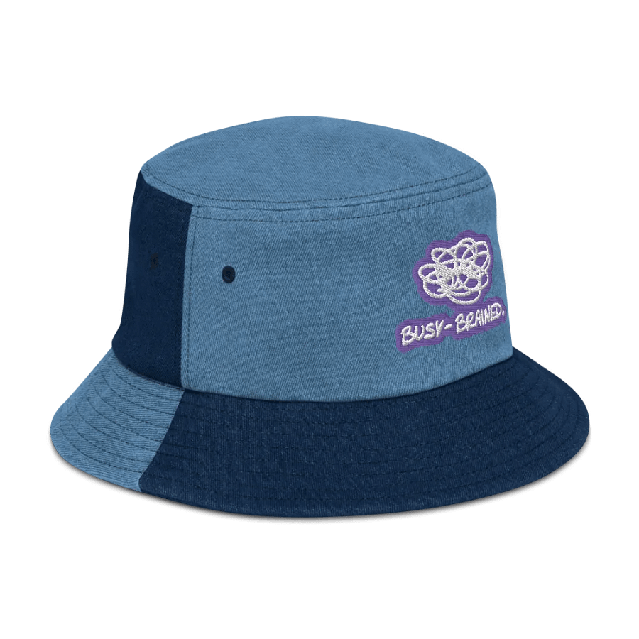 BUSY-BRAINED (purple bubble design 2) denim bucket hat product image (3)
