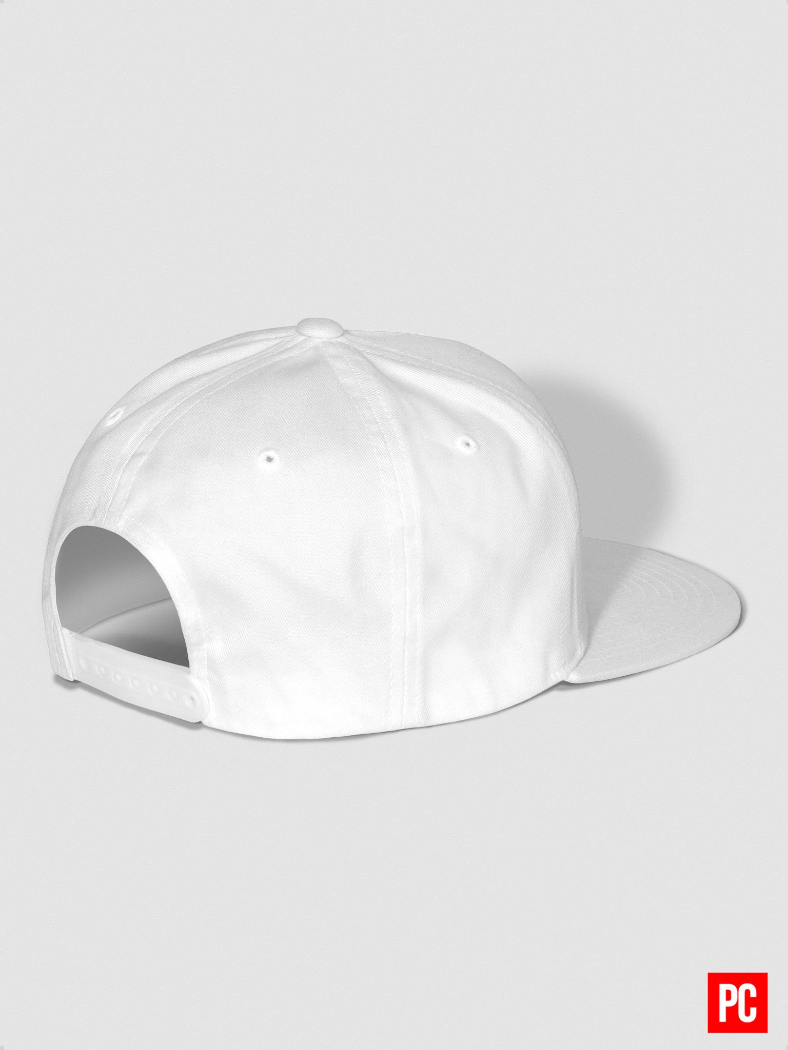 Plain Color White Cotton Twill Flat Snapback Cap product image (6)