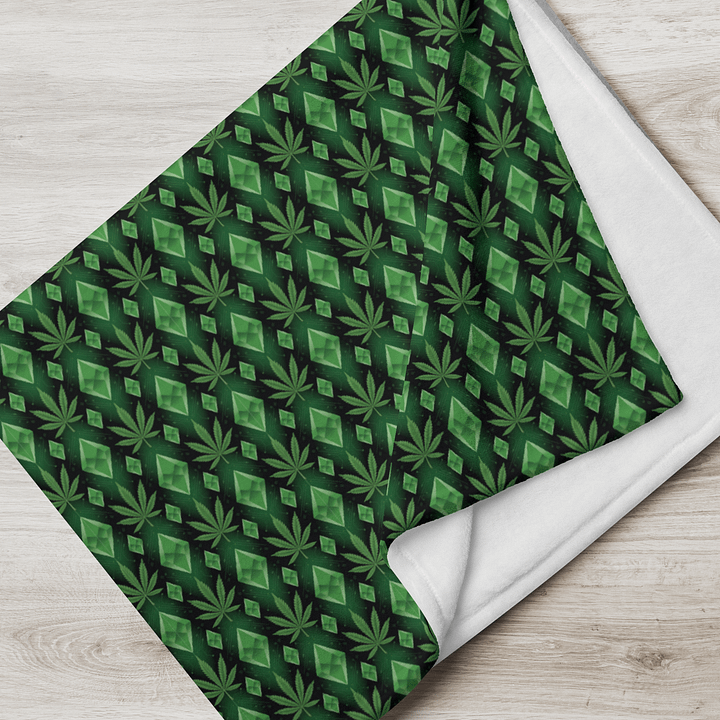 Cannabis & Diamond - High-Quality Throw Blanket – Plush Green Vibe Wrap product image (1)