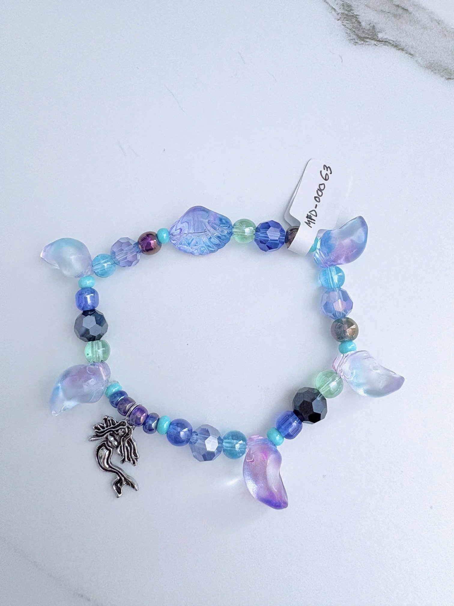 MFD-00063 | Seabreeze Shell Beaded Bracelet | Turquoise, Green, Blue & Purple | Handmade 7" Coastal Charm by Monique Faella Designs™ product image (5)