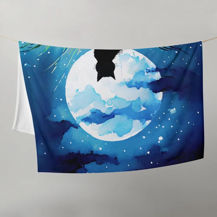 A Cat Sings To The Moon Throw Blanket product image (8)
