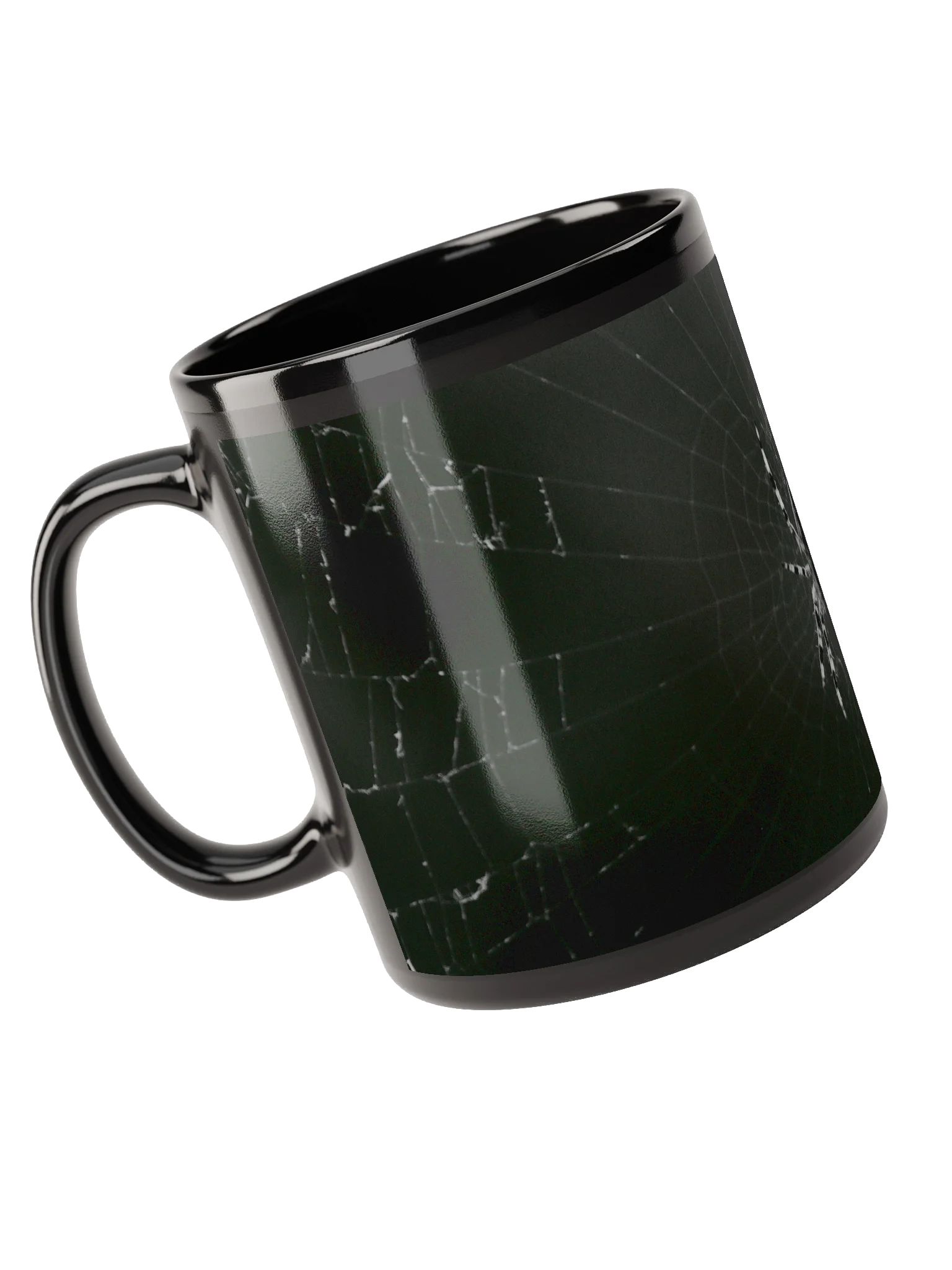 Keramiktasse schwarz - Spinne im Netz schwarzweiß product image (3)