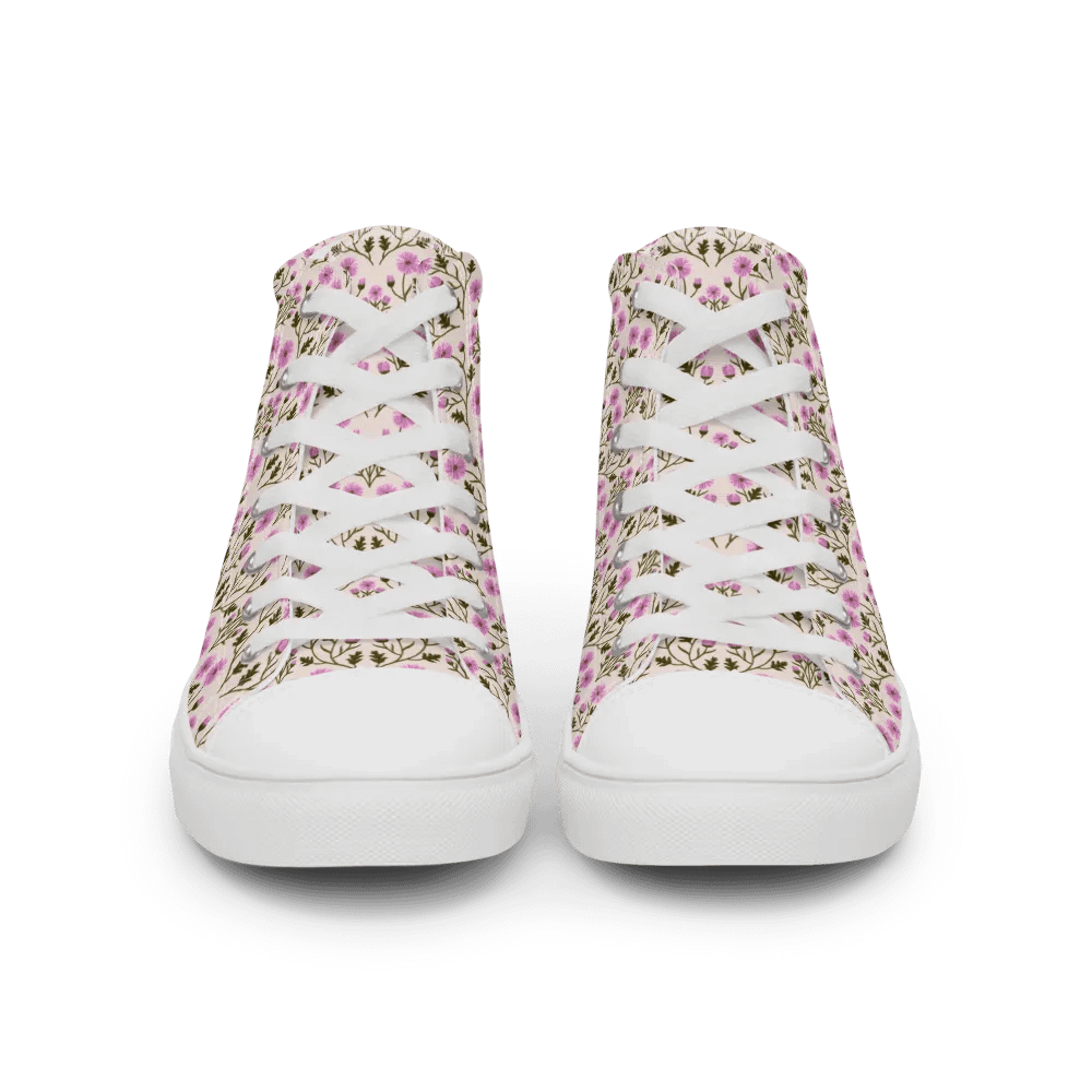 Harmony of Mums - Pink and Green - Women High Top Canvas Shoes product image (4)