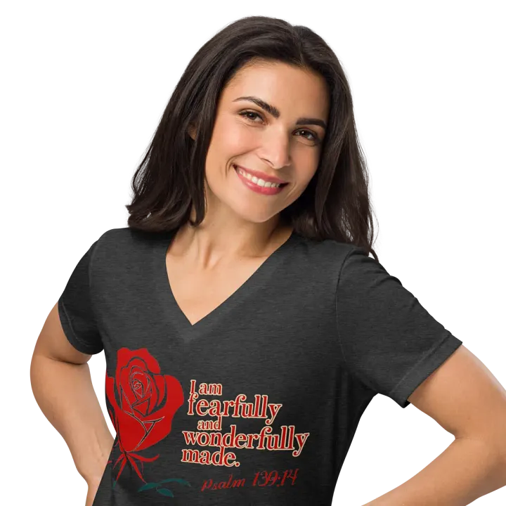 Fearfully and Wonderfully Made V-Neck T-Shirt product image (2)