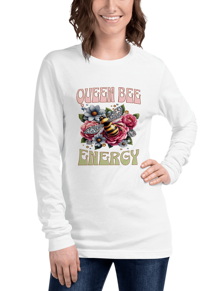 Queen Bee Energy Long Sleeve T-Shirt - Floral Bee Design | Women's Empowerment | Cottagecore Fashion product image (1)