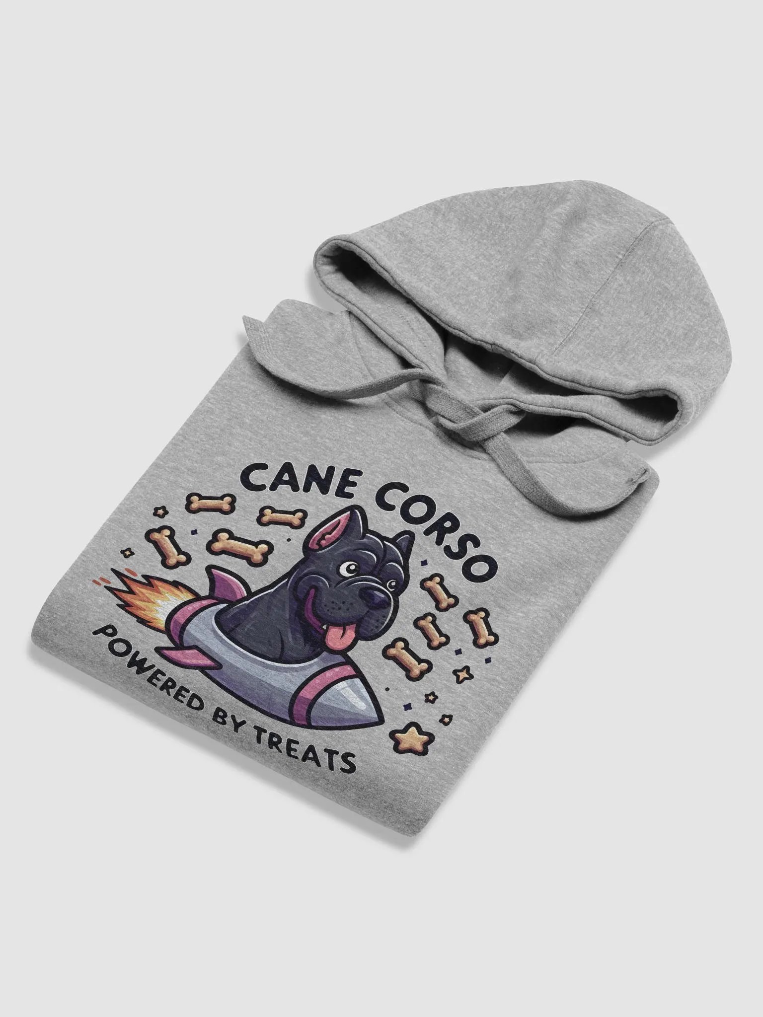 Title: Cane Corso Powered by Treats Hoodie – Fun and Cozy Dog Lover Apparel product image (4)