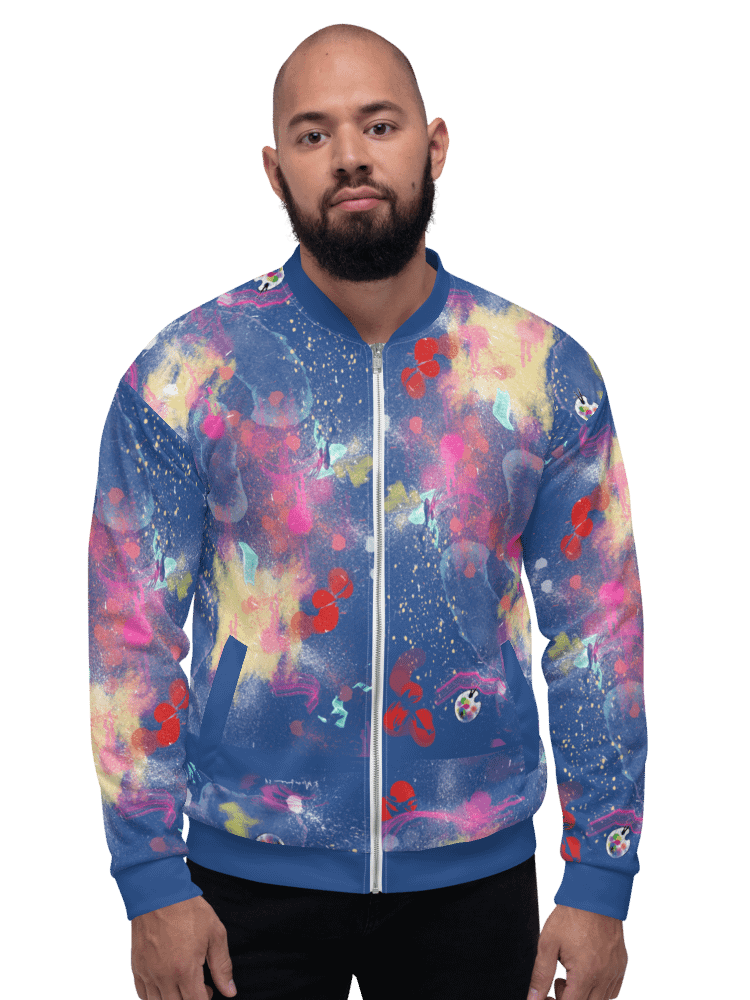 SplatterWear #7 Unisex Bomber Zip Jacket/True Blue product image (4)