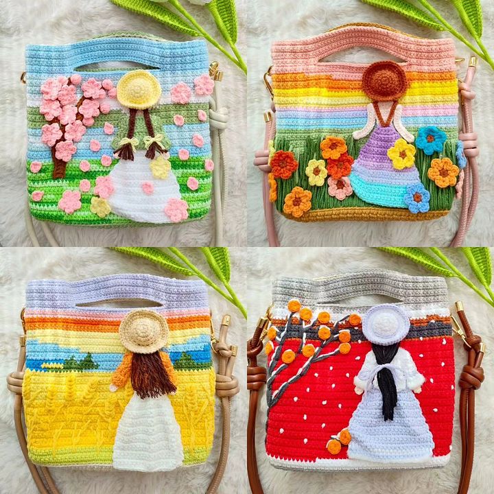 Spring Sakura Crochet Bag Pattern 🌸 | Whimsical Girl Under Cherry Blossoms PDF Tutorial (Instant Download) product image (2)