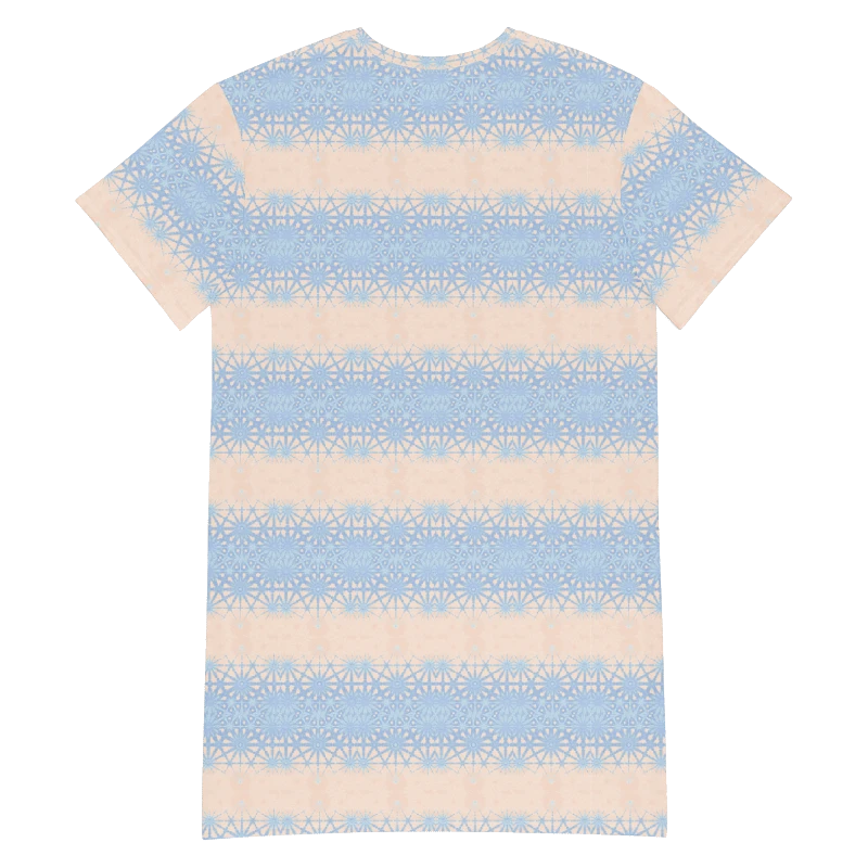 Abstract Subtle Dusky Blue and Peach Ladies T Shirt Dress product image (12)