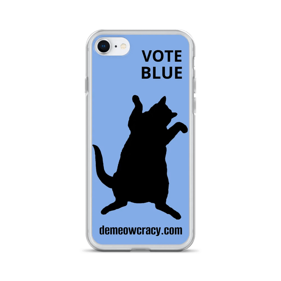 Vote Blue Dancing DeMeowcracy Cat iPhone Case - Light Blue product image (2)