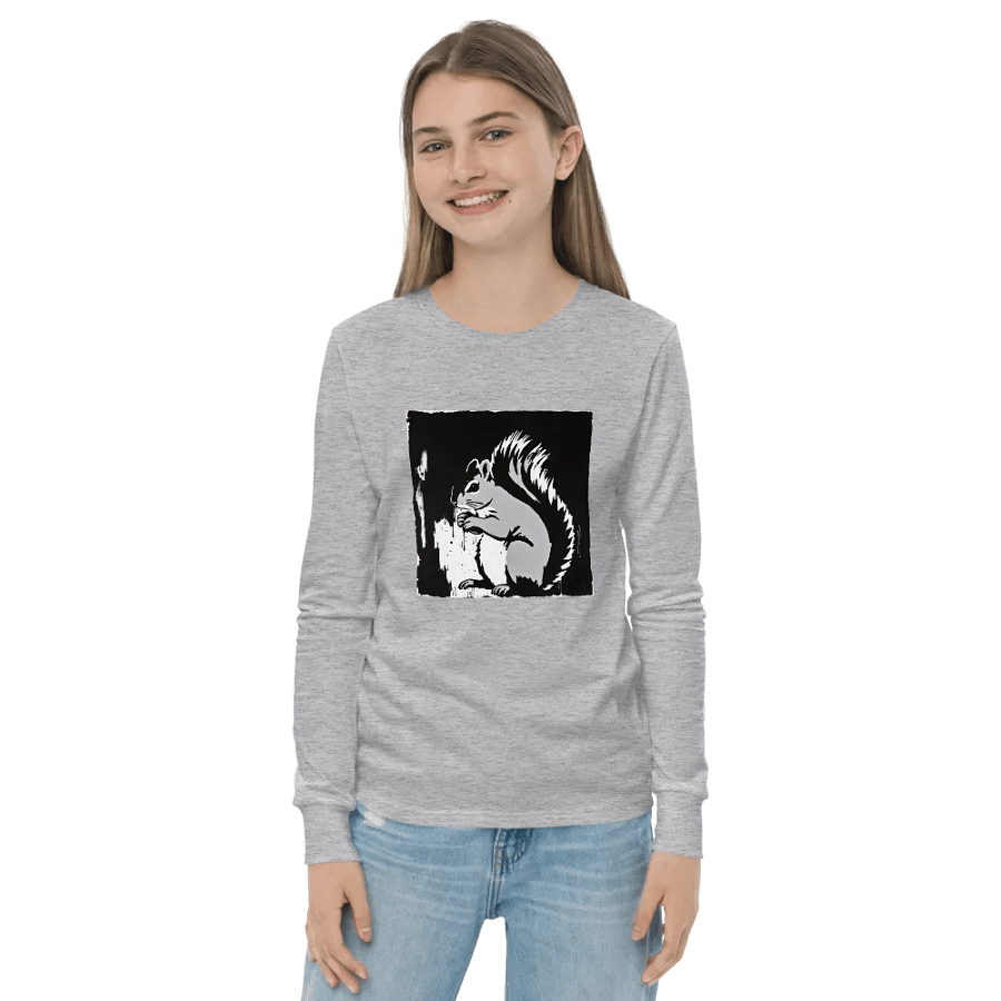 Whimsical Squirrel Sketch Youth Long Sleeve Tee product image (2)