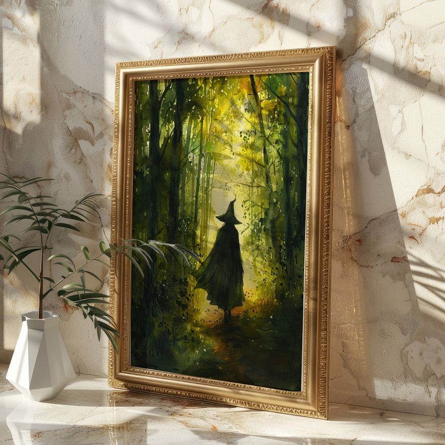 Watercolor Forest Witch Ethereal Art Print product image (21)